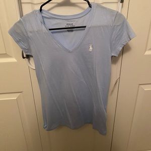 New with tags light blue short sleeve v neck Polo Ralph a Lauren top size XS